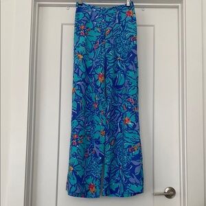 Lilly Pulitzer Blue Floral flare Pants size XS